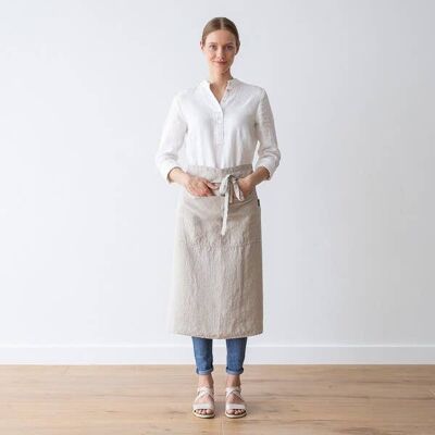 Linen Chef's Apron Natural Stone Washed