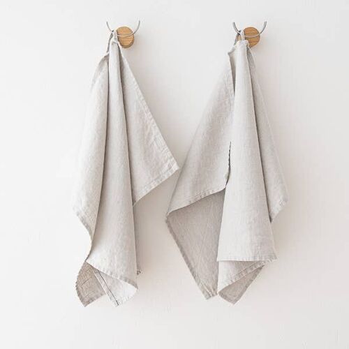 Linen Tea Towels Silver Terra