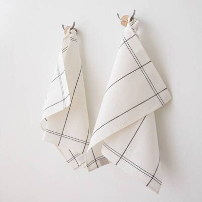 Linen Tea Towels Graphite Uno Florence