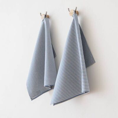 Linen Tea Towels Blue Striped Jazz