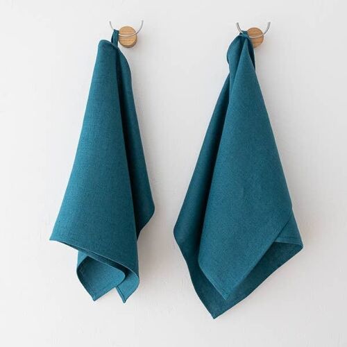 Linen Tea Towels Marine Blue Lara