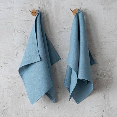 Linen Tea Towels Stone Blue Lara
