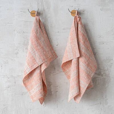 Linen Tea Towels Brick Natural Multistripe