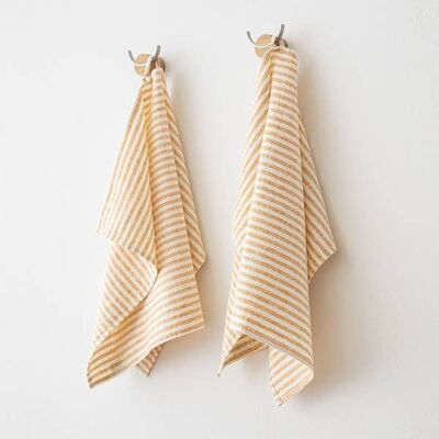 Linen Tea Towels Gold Brittany