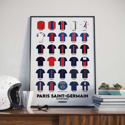 FÚTBOL | Camisetas históricas del PSG - 30 x 40 cm