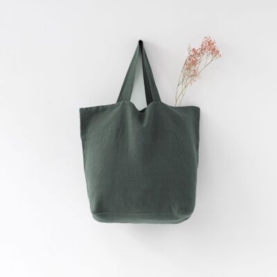 Big Bag aus waldgrünem Leinen