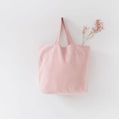 Borsa grande in lino Misty Rose