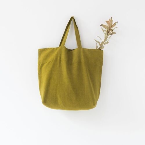 Moss Green Linen Big Bag