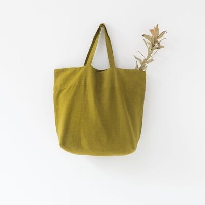 Moss Green Linen Big Bag