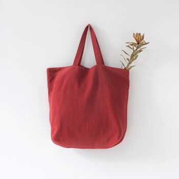 Big Bag Poire Rouge en Lin 1