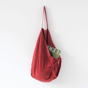 Big Bag Poire Rouge en Lin 2