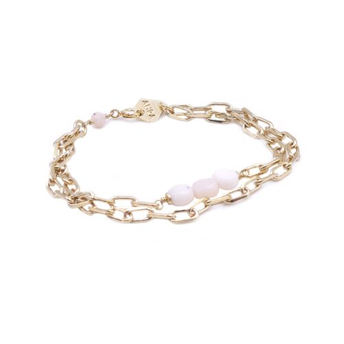 Bracelet double Berlingot - Opale Rose