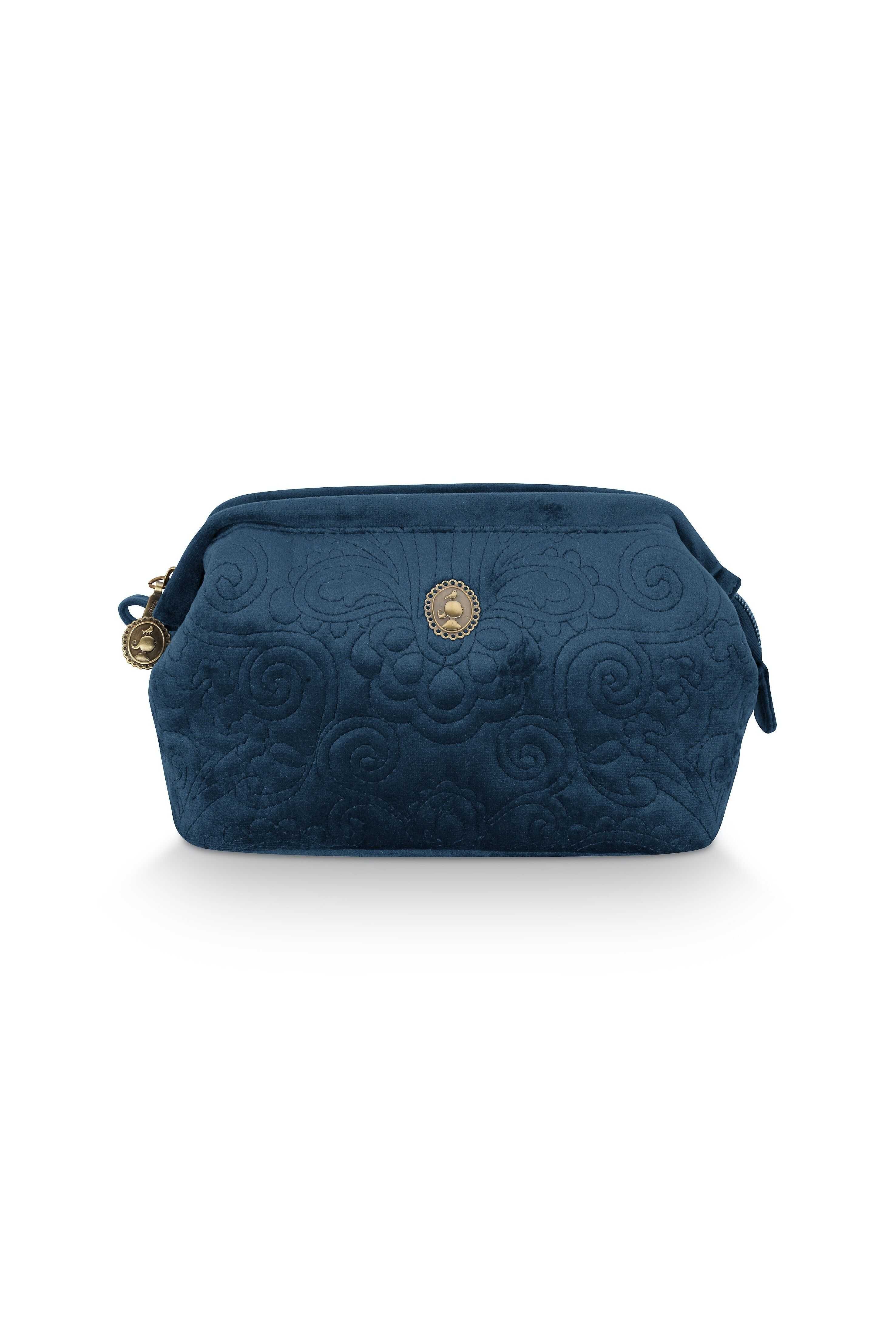 Cosmetic Purse Small Velvet Quiltey Days Blue 19x12x8.5cm - PIP STUDIO