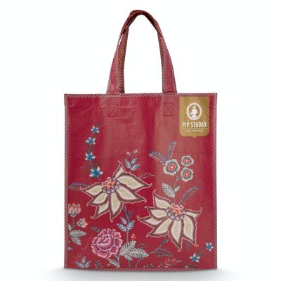PIP - Flower Festival shopping bag Dark pink - 38x15x44.5cm