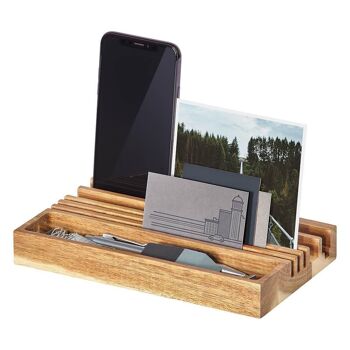 Organisateur de bureau en bois avec support de téléphone 1