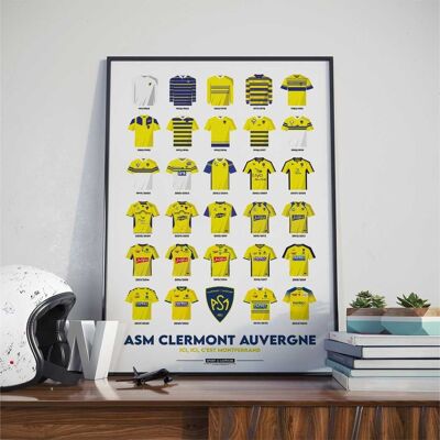 RUGBY | ASM Clermont Auvergne Maillots Historiques - 30 x 40cm