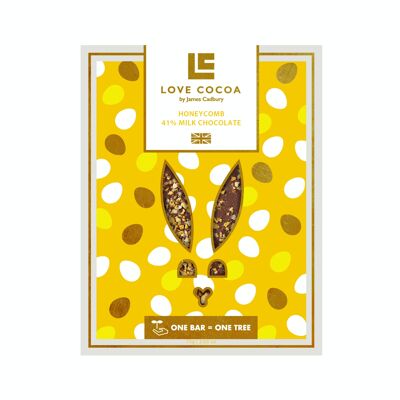 Tablette de chocolat au lait nid d'abeille lapin de Pâques