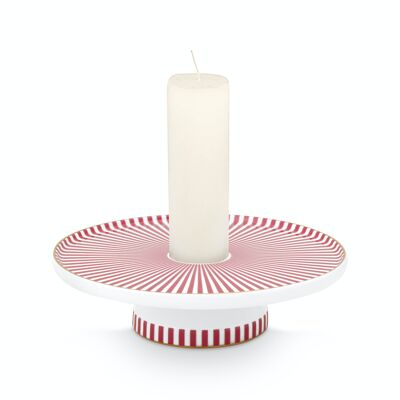PIP - Royal Stripes candle holder Dark pink - 14cm