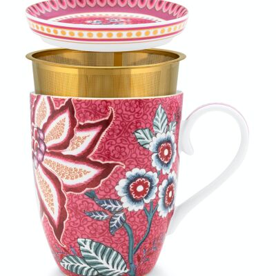 PIP - Tea set Large mug 350ml, sachet holder & 1 Flower Festival Rose infuser