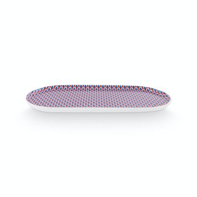 PIP - Flower Festival Scallop Small Oval Dish Red-Light Blue - 25x12cm