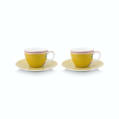 PIP - Schachtel mit 2 Paar La Majorelle Yellow Kaffeetassen 120ml