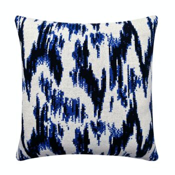 Coussin Tricot Laine & Cachemire Ikat Bleu Electrique 3