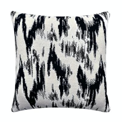 Ikat Wool & Cashmere Knitted Cushion Grey