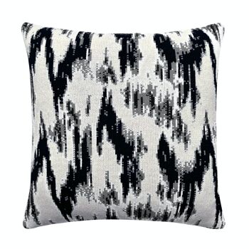 Coussin Tricot Laine & Cachemire Ikat Gris 1