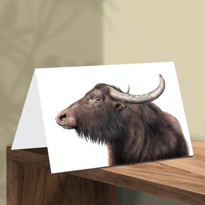 Tarjeta de felicitación de búfalo de agua, tarjetas de animales, tarjeta de cumpleaños divertida, tarjeta en blanco, tarjeta igual, tarjeta de animales de granja, 16.5x11.5 cm, Retrato de Búfalo