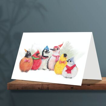 Carte de Noël Oiseaux, Cartes d'animaux, Carte de vœux amusante, Carte vierge, Carte de vacances, Cartes de Noël mignonnes, Cartes d'hiver, 12,3 x 17,5 cm, Carte d'oiseaux de jardin 1