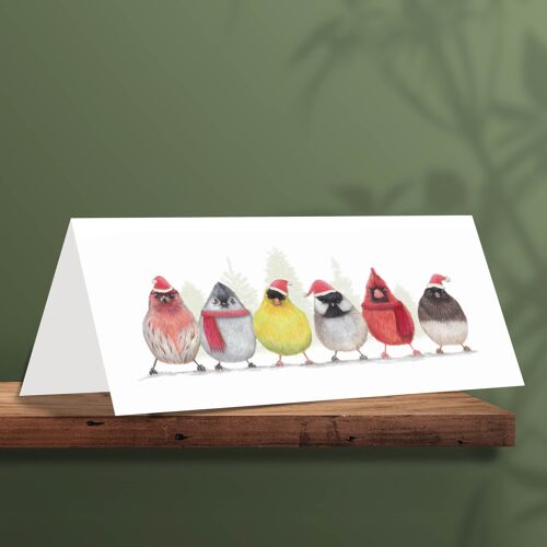Christmas Card Cute Little Birds, Animal Cards, Funny Greeting Card, Blank Card, Holiday Card, Cute Christmas Cards, Bird Christmas Cards, 21 x 10 cm, Cute Little Birdies, North America