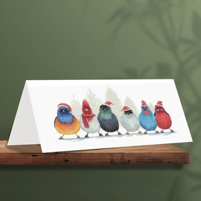 Christmas Card Cute Little Birds, Animal Cards, Funny Greeting Card, Blank Card, Holiday Card, Cute Christmas Cards, Bird Christmas Cards, 21 x 10 cm, Cute Little Birdies, South America