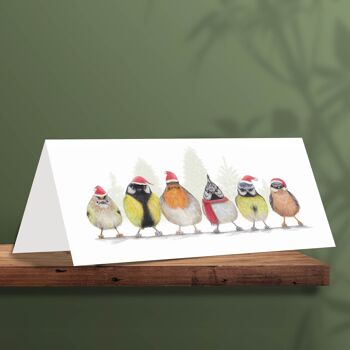 Carte de Noël Mignons Petits Oiseaux, Cartes Animaux, Carte de Voeux Amusante, Carte Vierge, Carte de Vœux, Cartes de Noël Mignonnes, Cartes de Noël Oiseaux, 21 x 10 cm, Mignons Petits Oiseaux, Europe 1