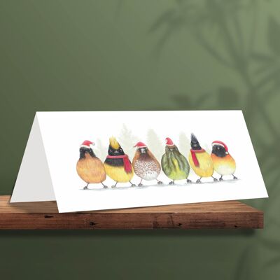 Christmas Card Cute Little Birds, Animal Cards, Funny Greeting Card, Blank Card, Holiday Card, Cute Christmas Cards, Bird Christmas Cards, 21 x 10 cm, Cute Little Birdies, Asia