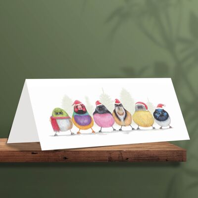 Carte de Noël Mignons Petits Oiseaux, Cartes Animaux, Carte de Voeux Amusante, Carte Vierge, Carte de Vœux, Cartes de Noël Mignonnes, Cartes de Noël Oiseaux, 21 x 10 cm, Mignons Petits Oiseaux, Australie