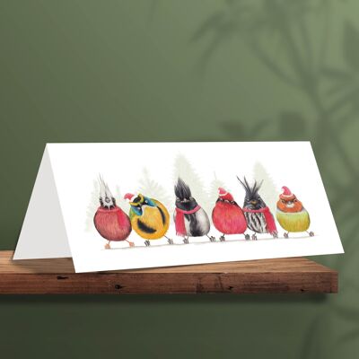 Christmas Card Cute Little Birds, Animal Cards, Funny Greeting Card, Blank Card, Holiday Card, Cute Christmas Cards, Bird Christmas Cards, 21 x 10 cm, Cute Little Birdies, South America B