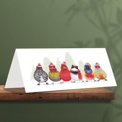 Biglietto di Natale Simpatici uccellini, Cartoline con animali, Biglietto d'auguri divertente, Biglietto vuoto, Biglietto di auguri, Simpatiche cartoline di Natale, Cartoline natalizie con uccelli, 21 x 10 cm, Simpatici uccellini, Africa B