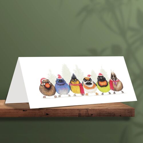 Christmas Card Cute Little Birds, Animal Cards, Funny Greeting Card, Blank Card, Holiday Card, Cute Christmas Cards, Bird Christmas Cards, 21 x 10 cm, Cute Little Birdies Asia B