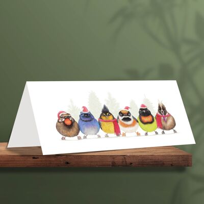 Biglietto di Natale Simpatici uccellini, Cartoline con animali, Biglietto d'auguri divertente, Biglietto vuoto, Biglietto di auguri, Simpatici biglietti di Natale, Cartoline natalizie con uccelli, 21 x 10 cm, Simpatici uccellini Asia B