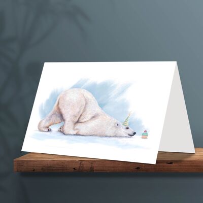 Birthday Card Polar Bear with Cake, Animal Cards, Funny Greeting Card, Blank Card, Party Card, Invitation, 12.3 x 17.5 cm, Happy Polar Bear Day!