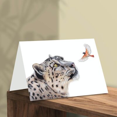 Carte d'anniversaire léopard des neiges, léopard, cartes d'animaux, carte de vœux amusante, carte vierge, carte de fête, invitation, 12,3 x 17,5 cm