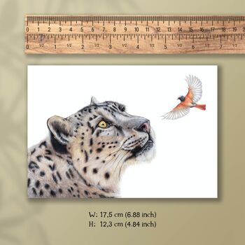 Carte d'anniversaire léopard des neiges, léopard, cartes d'animaux, carte de vœux amusante, carte vierge, carte de fête, invitation, 12,3 x 17,5 cm 2
