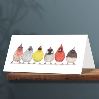 Geburtstagskarte Vögel, Tierkarten, lustige Grußkarte, Blankokarte, Partykarte, Einladung, 12,3 x 17,5 cm, süße kleine Birdies, Vogelkarte, Nordamerika C
