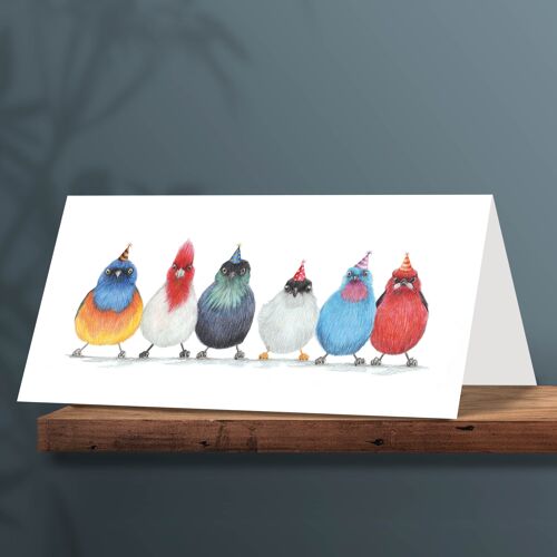 Birthday Card Birds, Animal Cards, Funny Greeting Card, Blank Card, Party Card, Invitation, 12.3 x 17.5 cm, Cute Little Birdies, Bird Card, South America C
