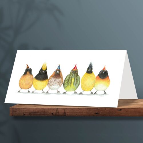 Birthday Card Birds, Animal Cards, Funny Greeting Card, Blank Card, Party Card, Invitation, 12.3 x 17.5 cm, Cute Little Birdies, Bird Card, Asia C