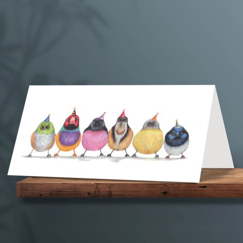 Birthday Card Birds, Animal Cards, Funny Greeting Card, Blank Card, Party Card, Invitation, 12.3 x 17.5 cm, Cute Little Birdies, Bird Card, Australia C
