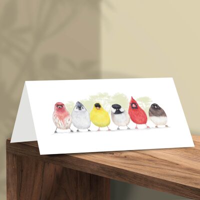 Grußkarte Vögel, Tierkarten, lustige Geburtstagskarte, Blankokarte, Partykarte, Einladung, 12,3 x 17,5 cm, süße kleine Birdies, Vogelkarte, Nordamerika D
