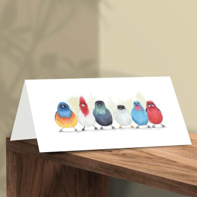 Grußkarte Vögel, Tierkarten, lustige Geburtstagskarte, leere Karte, Partykarte, Einladung, 12.3x17.5 cm, Süße kleine Birdies, Vogelkarte, Südamerika D