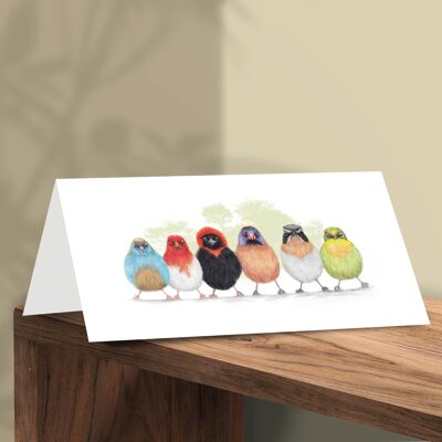 Greeting Card Birds, Animal Cards, Funny Birthday Card, Blank Card, Party Card, Invitation, 12.3x17.5 cm, Cute Little Birdies, Bird Card, Africa D