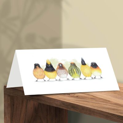 Tarjeta de felicitación de pájaros, tarjetas de animales, tarjeta de cumpleaños divertida, tarjeta en blanco, tarjeta de fiesta, invitación, 12.3x17.5 cm, Pajaritos lindos, Tarjeta de pájaro, Asia D